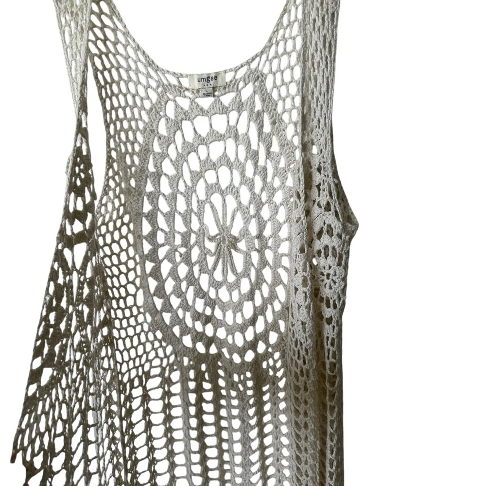Umgee Crochet Fringe Ivory cardigan sweater size L - Picture 11 of 11